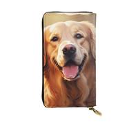 BROLEO Portefeuille en cuir - Portefeuille élégant et durable pour femme avec plusieurs compartiments et fermeture éclair Motif chien Golden retriever, noir, taille unique, Noir , Taille unique