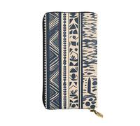 BROLEO Portefeuille long en cuir avec illustration des peuples africains pour filles et femmes à la mode - Durable, élégant et fonctionnel, Noir , Taille unique