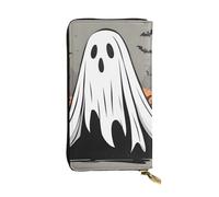 BROLEO Portefeuille long en cuir avec image fantôme d'Halloween pour filles et femmes à la mode - Durable, élégant et fonctionnel, Noir , Taille unique