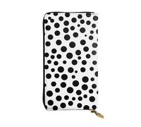 BROLEO Portefeuille long en cuir avec imprimé à pois noirs et blancs pour filles et femmes à la mode - Durable, élégant et fonctionnel, Noir , Taille unique