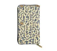 BROLEO Portefeuille long en cuir avec motif carte au trésor labyrinthe pour filles et femmes à la mode - Durable, élégant et fonctionnel, Noir , Taille unique