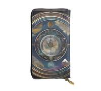 BROLEO Portefeuille long en cuir avec motif de boussole de tarot pour filles et femmes à la mode - Durable, élégant et fonctionnel, Noir , Taille unique
