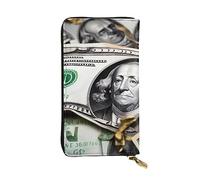BROLEO Portefeuille long en cuir imprimé billets de banque pour filles et femmes à la mode - Durable, élégant et fonctionnel, Noir , Taille unique