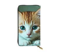 BROLEO Portefeuille long en cuir imprimé chaton triste pour filles et femmes à la mode - Durable, élégant et fonctionnel, Noir , Taille unique