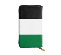 BROLEO Portefeuille long en cuir imprimé drapeau de l'État de Palestine pour filles et femmes à la mode - Durable, élégant et fonctionnel, Noir , Taille unique