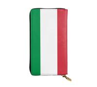 BROLEO Portefeuille long en cuir imprimé drapeau italien pour filles et femmes à la mode - Durable, élégant et fonctionnel, Noir , Taille unique