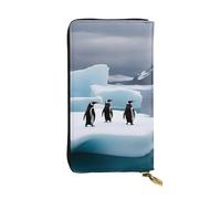 BROLEO Portefeuille long en cuir imprimé Penguins On The Iceberg pour filles et femmes à la mode - Durable, élégant et fonctionnel, Noir , Taille unique