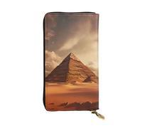 BROLEO Portefeuille long en cuir imprimé pyramide égyptienne dans le désert pour filles et femmes à la mode - Durable, élégant et fonctionnel, Noir , Taille unique