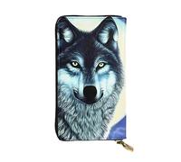 BROLEO Portefeuille long en cuir imprimé Wolf Under Moon pour filles et femmes à la mode - Durable, élégant et fonctionnel, Noir , Taille unique