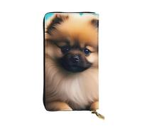 BROLEO Portefeuille long en cuir pour filles et femmes de Poméranians Puppies and Point Picture - Durable, élégant et fonctionnel, Noir , Taille unique
