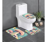 BROLEO Pretty Little Mushrooms Lot de 3 tapis de sol antidérapants à séchage rapide pour salle de bain