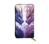 BROLEO Purple and wirte Portefeuille long en cuir avec image de dragons pour filles et femmes à la mode - Durable, élégant et fonctionnel, Noir , Taille unique