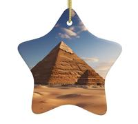 BROLEO Pyramide égyptienne dans le désert Motif étoile de Noël en céramique Décoration facile à accrocher, très approprié pour décorer les arbres de Noël