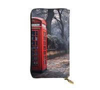 BROLEO Red Phone Booth London Street Prints Portefeuille long en cuir pour filles et femmes à la mode - Durable, élégant et fonctionnel, Noir , Taille unique