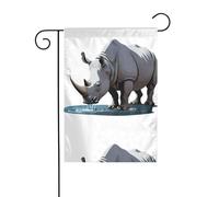 BROLEO Rhino Drinking Water by the river Printing Garden mât extérieur cour décoration fashion 30,5 x 45,7 cm