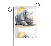 BROLEO Rhino se prélassant au soleil - Mât de jardin - Décoration de cour extérieure - 30,5 x 45,7 cm