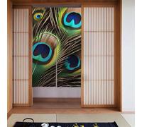 BROLEO Rideau de porte avec motif plumes de paon - 86,4 x 142,2 cm