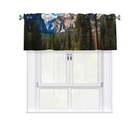 BROLEO Rideaux courts avec tringle à cantonnière - 137,2 x 45,7 cm - Beau parc national Yosemite imprimé pour cuisine, salle de bain, chambre à coucher, studio - S'adapte à la plupart des tringles à