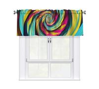 BROLEO Rideaux courts avec tringle à cantonnière - 137,2 x 45,7 cm - Illusion d'optique en spirale - Imprimé gif - Pour cuisine, salle de bain, chambre à coucher, studio - S'adapte à la plupart des
