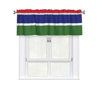 BROLEO Rideaux courts avec tringle à cantonnière - 137,2 x 45,7 cm - Imprimé drapeau de la Gambie - Pour cuisine, salle de bain, buanderie, studio - S'adapte à la plupart des tringles à rideaux