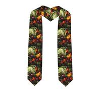 BROLEO Ruban de châle aplati avec beaucoup de légumes frais imprimés - Étole en satin pour cérémonie de remise de diplôme, cadeau pour fils, filles, amis et sœurs, coin pointu, Taille unique