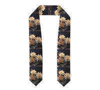 BROLEO Ruban de châle plat de remise de diplôme imprimé lotus blanc bohème - Étole en satin pour cérémonie de remise de diplôme, cadeau pour fils, filles, amis et sœurs, Aplati, Taille unique