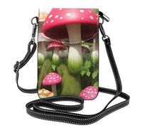 BROLEO Sac à bandoulière à rabat en cuir pour femme avec motif champignons aux couleurs vives, imperméable et durable