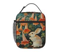 BROLEO Sac à déjeuner isotherme portable et réutilisable Motif petit lapin sous la gloire du matin Pour homme et femme