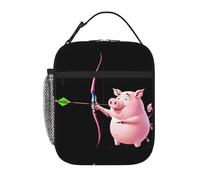 BROLEO Sac à déjeuner isotherme portable et réutilisable pour homme et femme Motif cochon rose