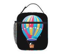 BROLEO Sac à déjeuner isotherme portable, motif montgolfière, motif étoiles, sac à déjeuner réutilisable durable pour homme et femme