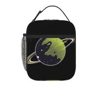 BROLEO Sac à déjeuner isotherme portable, motif planète entourée de traces d'étoiles, sac à déjeuner réutilisable durable pour homme et femme