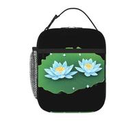 BROLEO Sac à déjeuner isotherme portable réutilisable avec motif de diamants cassés sur des feuilles de lotus pour homme et femme