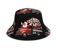 BROLEO Santa Claus and a cart of Easter Eggs Prints Chapeau bob réfléchissant Hommes et femmes Casual Outdoor Noir