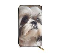 BROLEO Shih Tzu Portefeuille long en cuir avec motif chien pour filles et femmes à la mode - Durable, élégant et fonctionnel, Noir , Taille unique