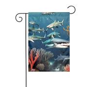 BROLEO Shks under the sea Printing Garden Flag Pole Outdoor Courtyard Decoration Fashion 30,5 x 45,7 cm