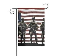 BROLEO Soldats militaires américains commémoratifs patriotiques impression quatre saisons drapeau jardin cour décoration 30,5 x 45,7 cm