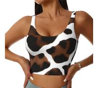 BROLEO Soutien-gorge de sport élastique respirant pour femme - Débardeur de yoga - Imprimé peau de vache abstrait, Noir , XX-Large