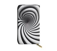 BROLEO Spiral Optical Illusion GIF Picture Portefeuille long en cuir pour filles et femmes à la mode - Durable, élégant et fonctionnel, Noir , Taille unique