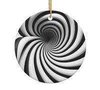 BROLEO Spirale illusion d'optique gif Noël céramique pendentif rond décoration - Suspendre pour magasins et maisons - 7,4 cm