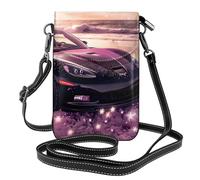 BROLEO Sports Car By The Sea Print Petit sac à bandoulière en cuir pour femme, imperméable et durable