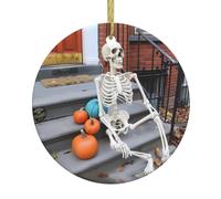 BROLEO Squelette de pensée - Décoration circulaire en céramique - Décoration de supermarché - Fête de Noël - Maison