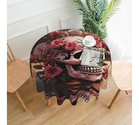 BROLEO Sugar Horror Nappe circulaire de 152,4 cm avec motif tête de mort et fleurs - Imperméable et résistante aux taches - Convient pour les restaurants