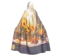 BROLEO Sunflowers Under The Windowsill Printing Halloween Adulte Cape à capuche Vêtements pour hommes et femmes Manteau Jeu de rôle