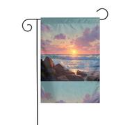 BROLEO Sunrise on the coast Printing Garden Flag Pole Outdoor Courtyard Decoration Fashion 30,5 x 45,7 cm