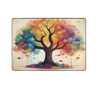 BROLEO Tapis coloré avec motifs d'arbres de vie - Tapis de sol pour salon - Doux au toucher - 203,2 x 147,3 cm