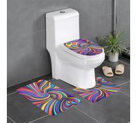 BROLEO Tapis de sol antidérapant imprimé coloré trois pièces tapis de salle de bain antidérapant durable
