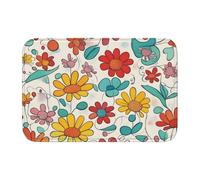 BROLEO Tapis de sol épais antidérapant avec impression de fleurs colorées, antidérapant, facile à nettoyer, durable, parfait pour les toilettes et la salle de bain, 60 x 40 cm