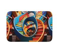 BROLEO Tapis de sol épais antidérapant avec impression d'escalier en spirale coloré, antidérapant, facile à nettoyer, durable, parfait pour les toilettes et la salle de bain, 60 x 40 cm