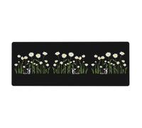 BROLEO Tapis de souris avec inscription Little Mouse Looking Up At Daisies - Très large - Forte adhérence, durable, bord de verrouillage précis - 30,5 x 80 cm