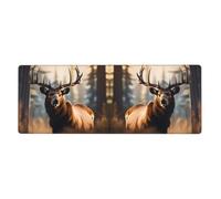 BROLEO Tapis de souris extra large avec impression de cerf, ours, élan, forte adhérence, durable, bord de verrouillage précis 30,5 x 80 cm